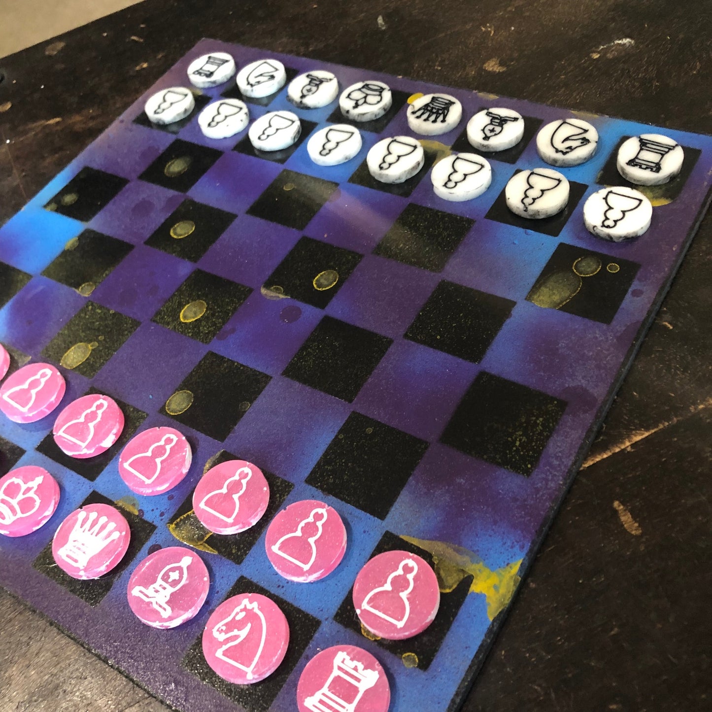 Beautiful Purple Galaxy - Painted Chess Set