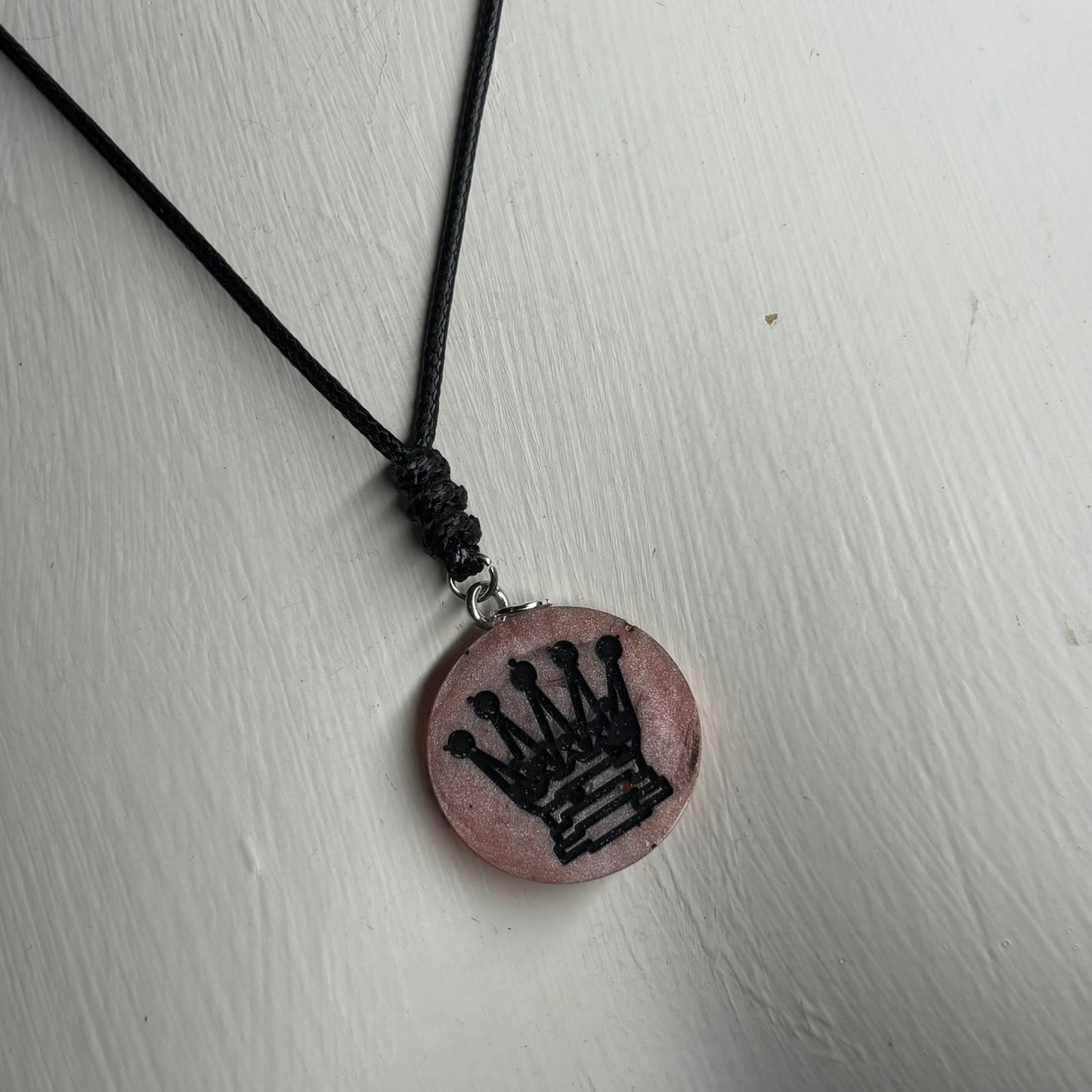 Peach Queen - Handmade Resin Chess Necklace