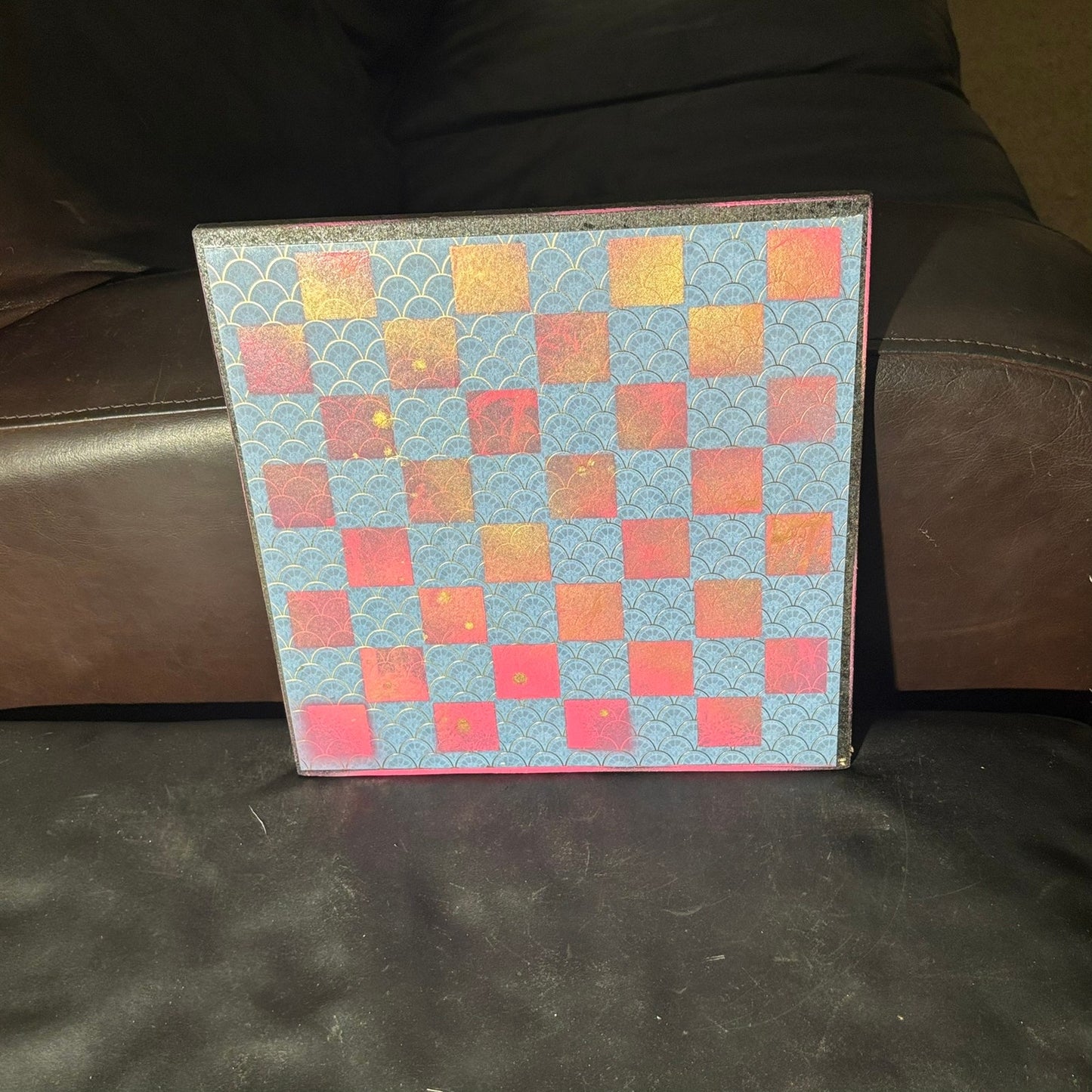 Golden Pink & Blue - Scrapbook Chess Board
