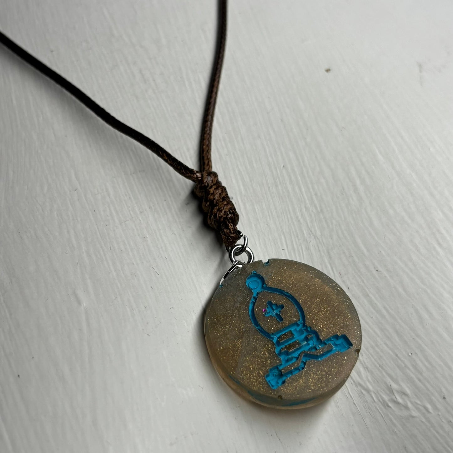 Blue Print Bishop - Handmade Resin Chess Necklace