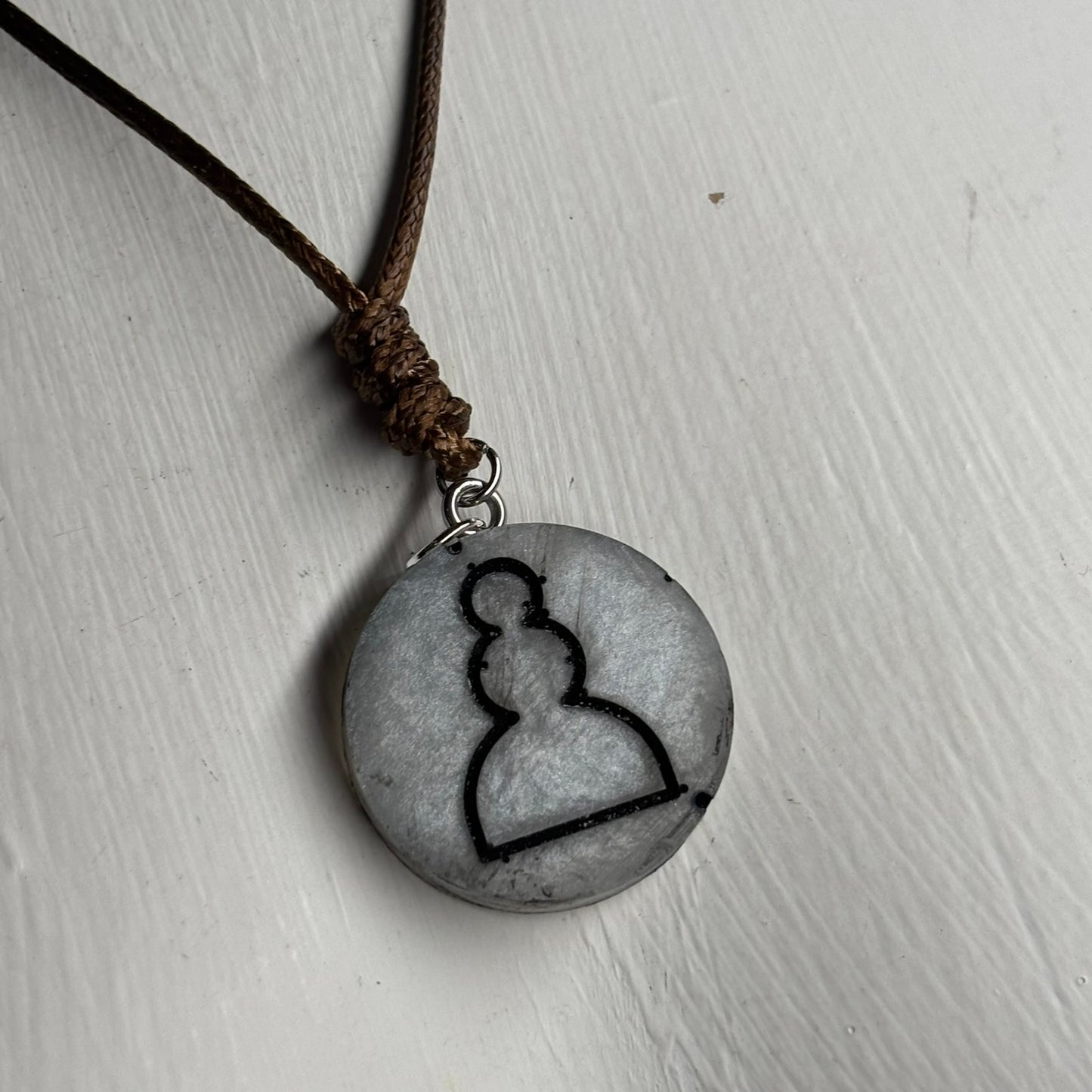 Vintage Gray Pawn - Handmade Resin Chess Necklace