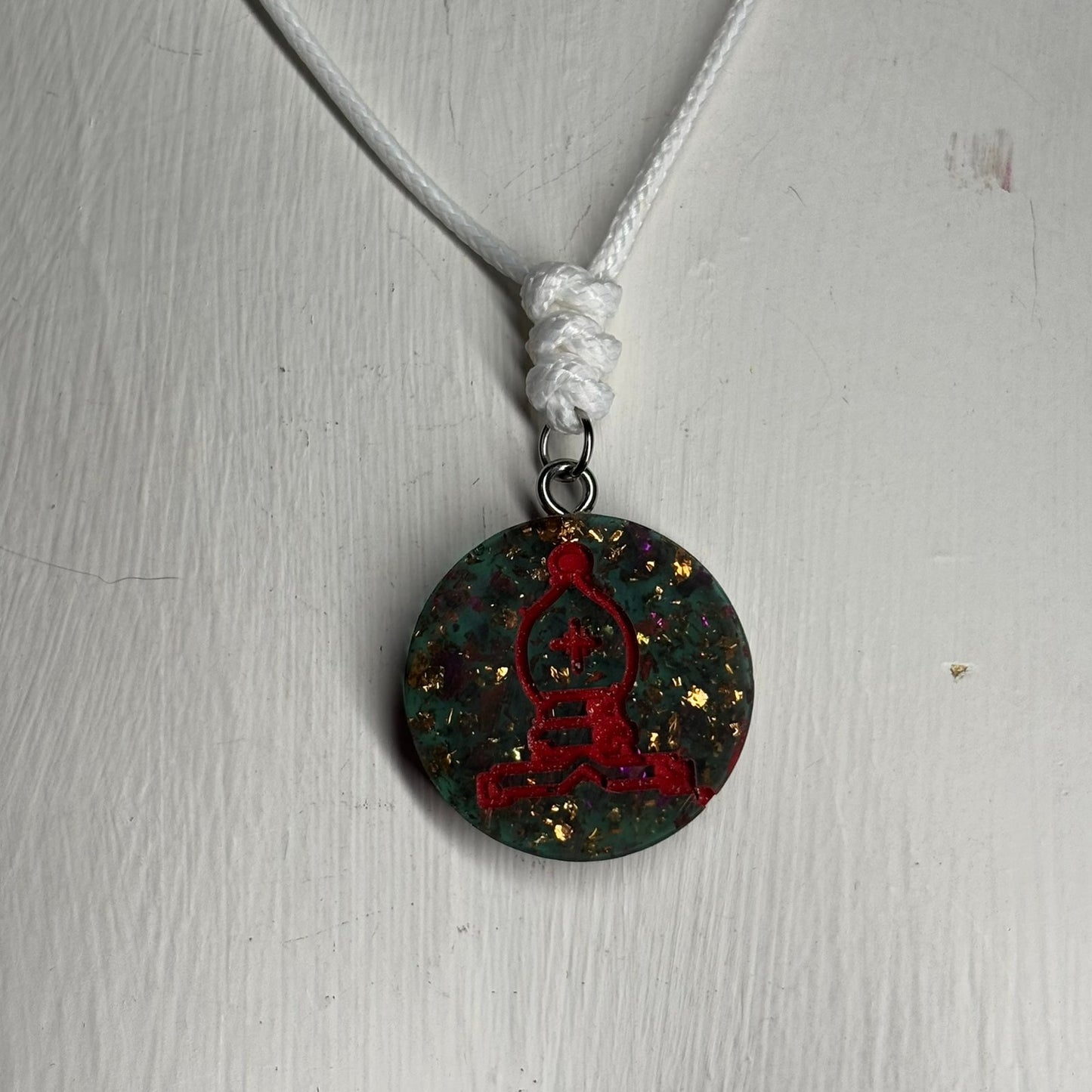 Dark Forest Bishop - Handmade Resin Chess Necklace