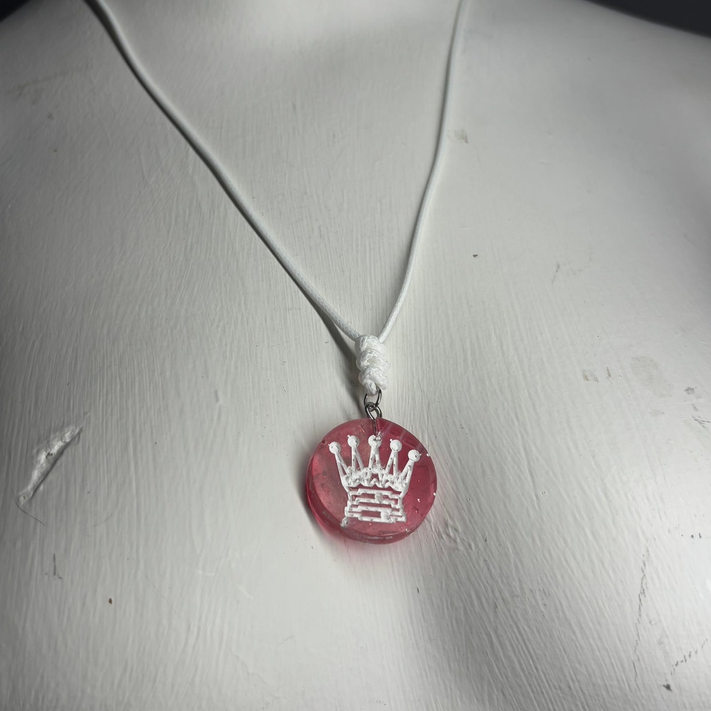 Clean Red Queen - Handmade Resin Chess Necklace