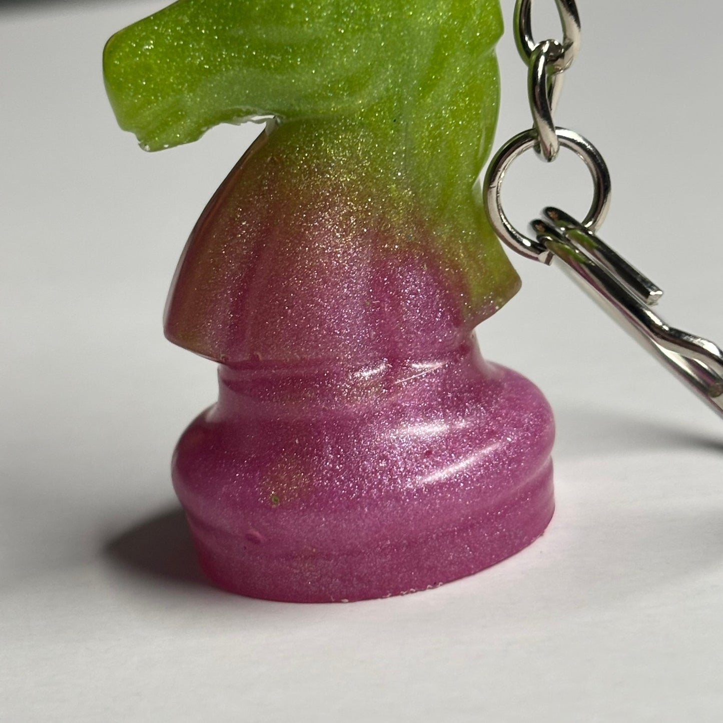 Green/Pink Knight - Handmade Resin Keychain