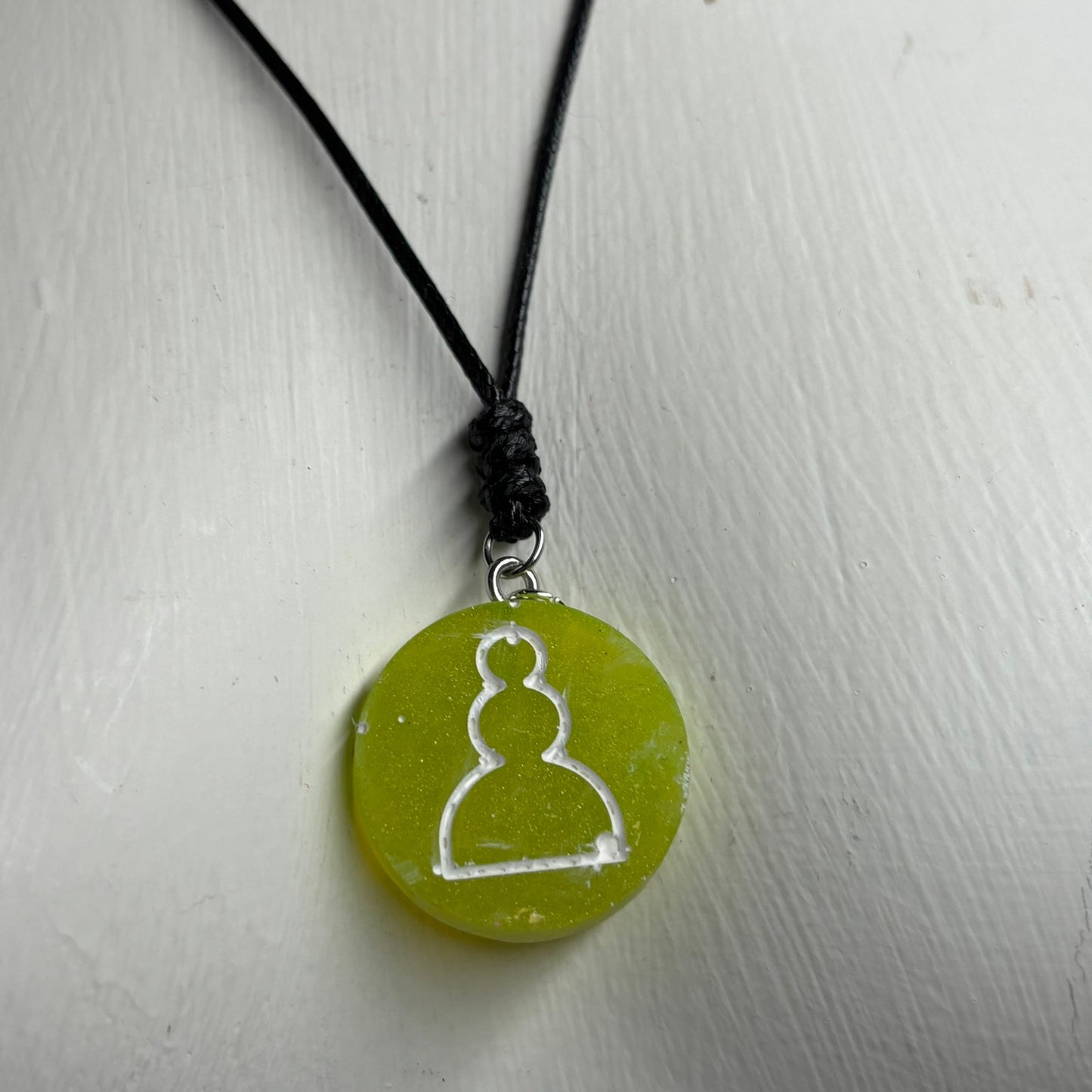 Neon Green Pawn - Handmade Resin Chess Necklace