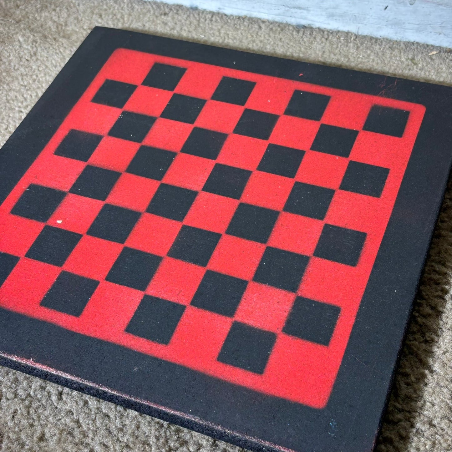 Red & Black - Painted Chess Board