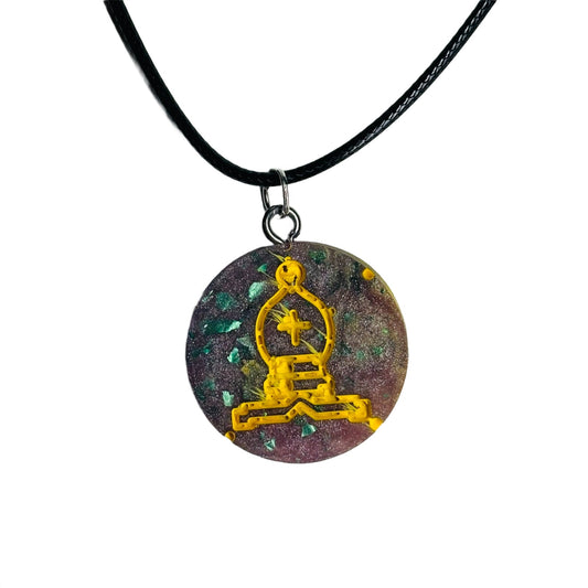 Crystal Purple Bishop - Handmade Resin Chess Necklace