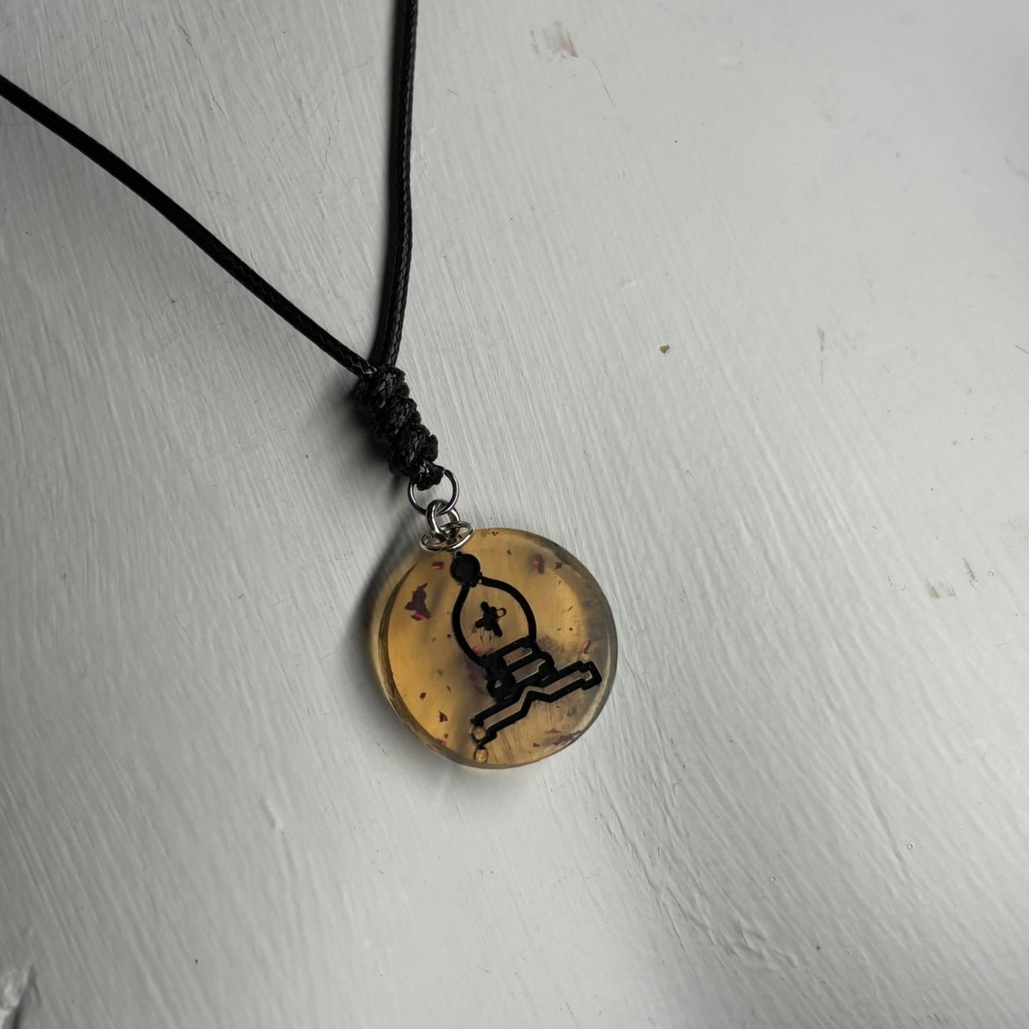 Yellow Transparent Bishop - Handmade Resin Chess Necklace