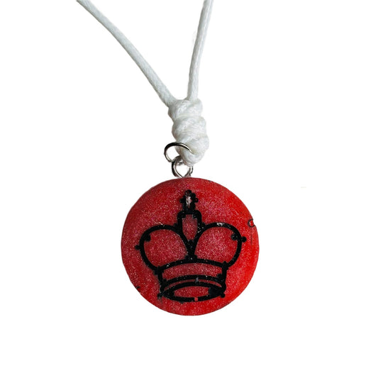Cherry Red King - Handmade Resin Chess Necklace