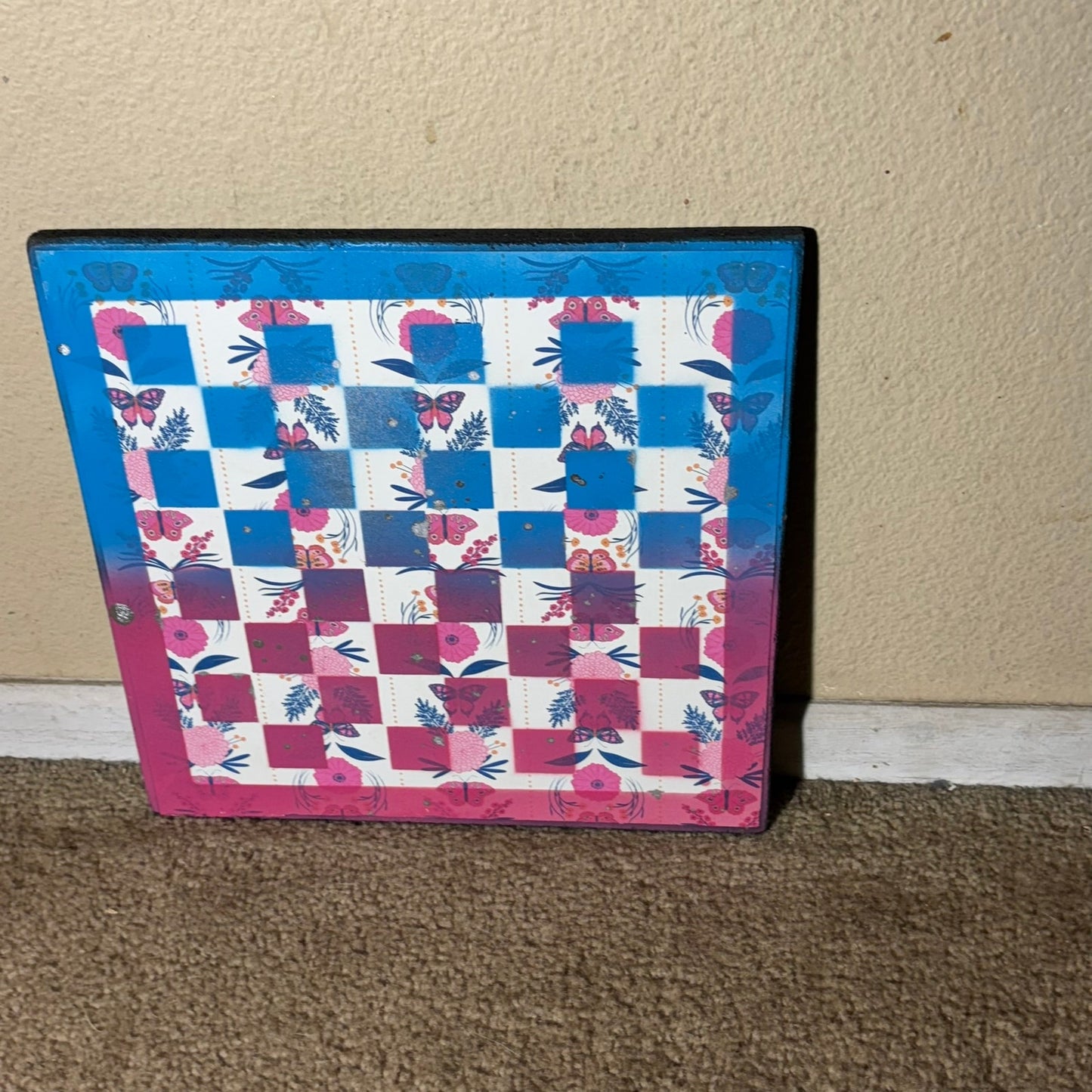 Blue & Pink Butterfly Mix - Scrapbook Chess Board