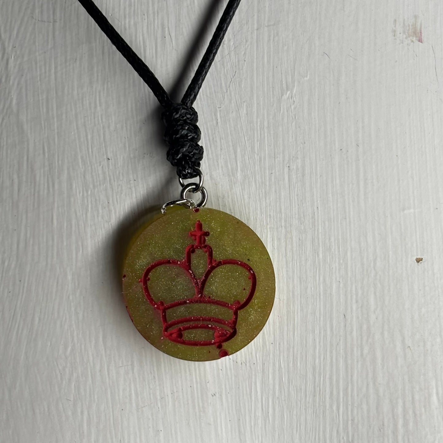 Green & Red King - Handmade Resin Chess Necklace