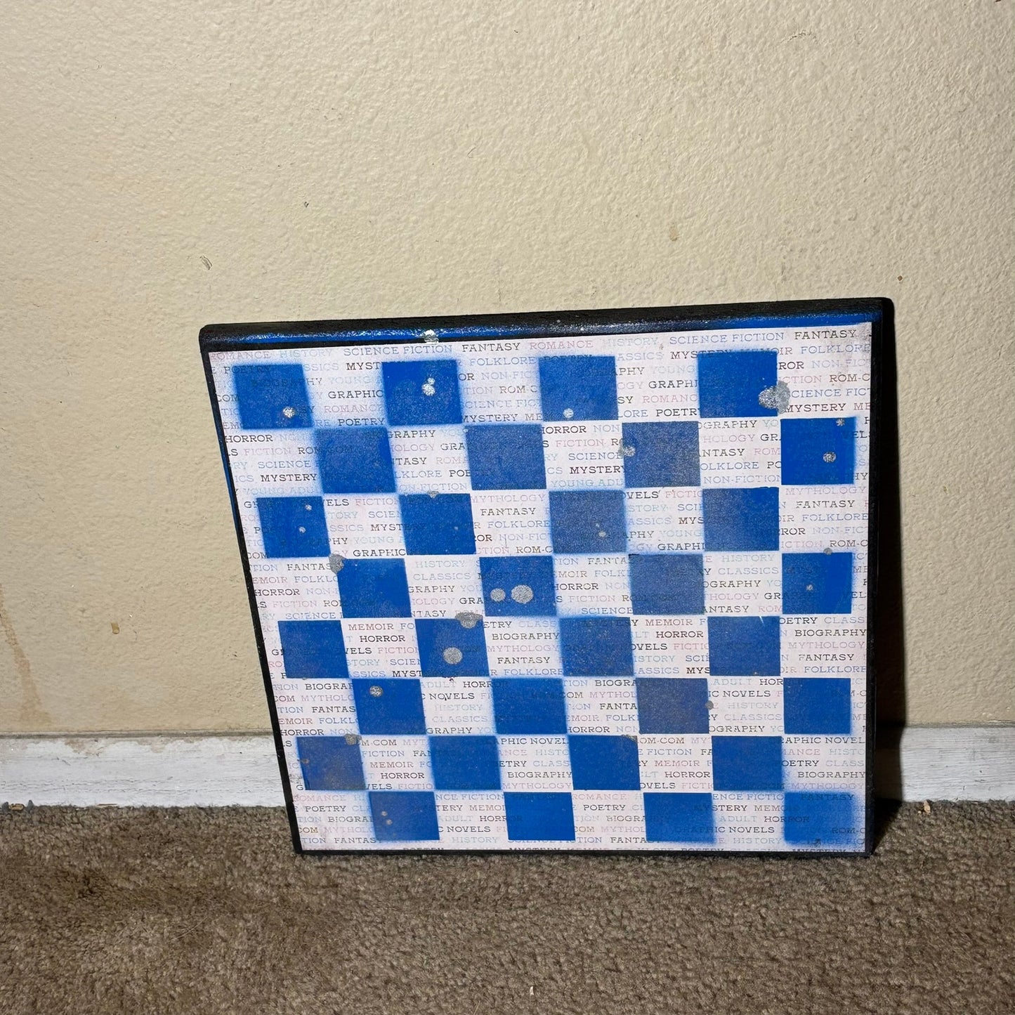 Worded Blue & White - Scrapbook Chess Board