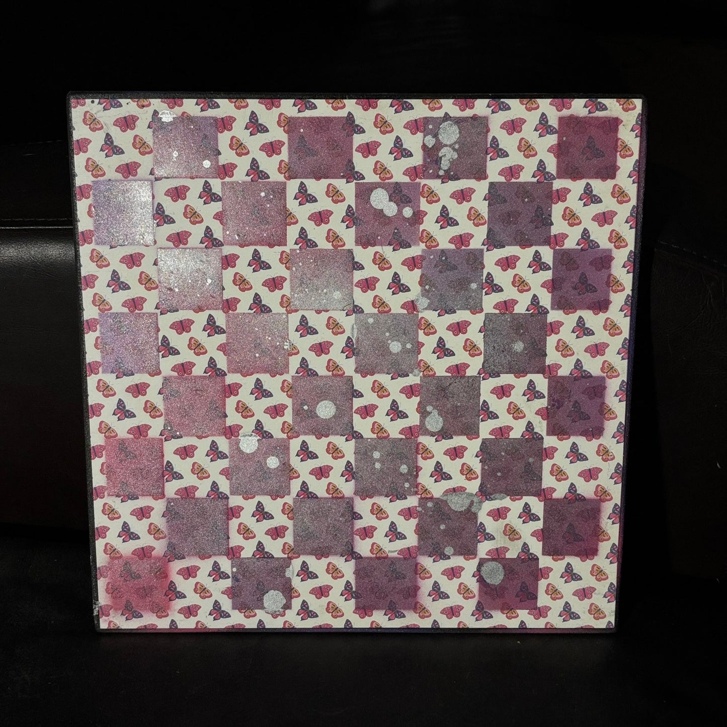 Pink Butterflies - Scrapbook Chess Board