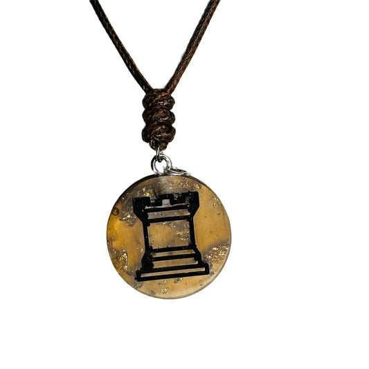 🎁 Amber Rook - Handmade Resin Chess Necklace (100% off)