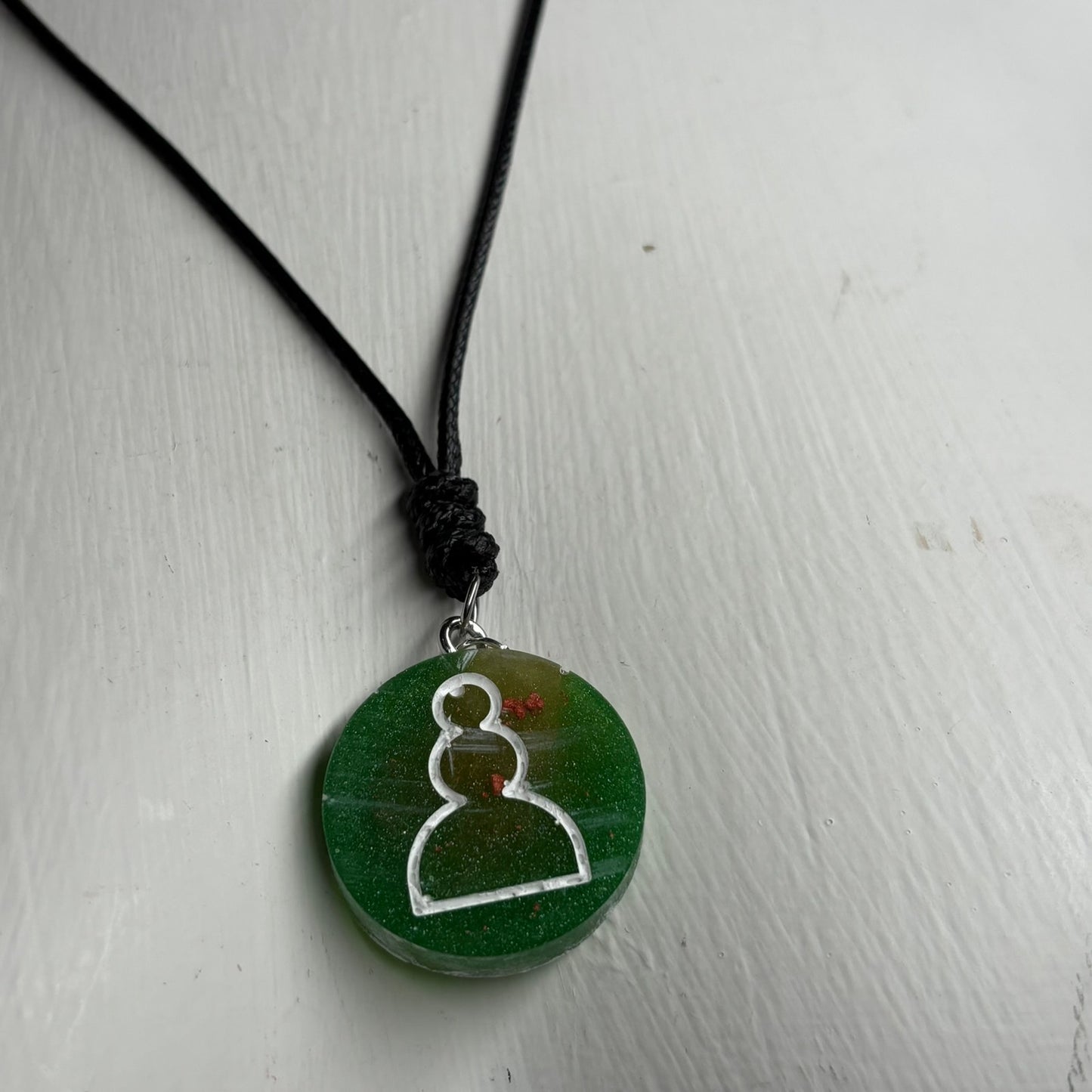 Green Pawn - Handmade Resin Chess Necklace