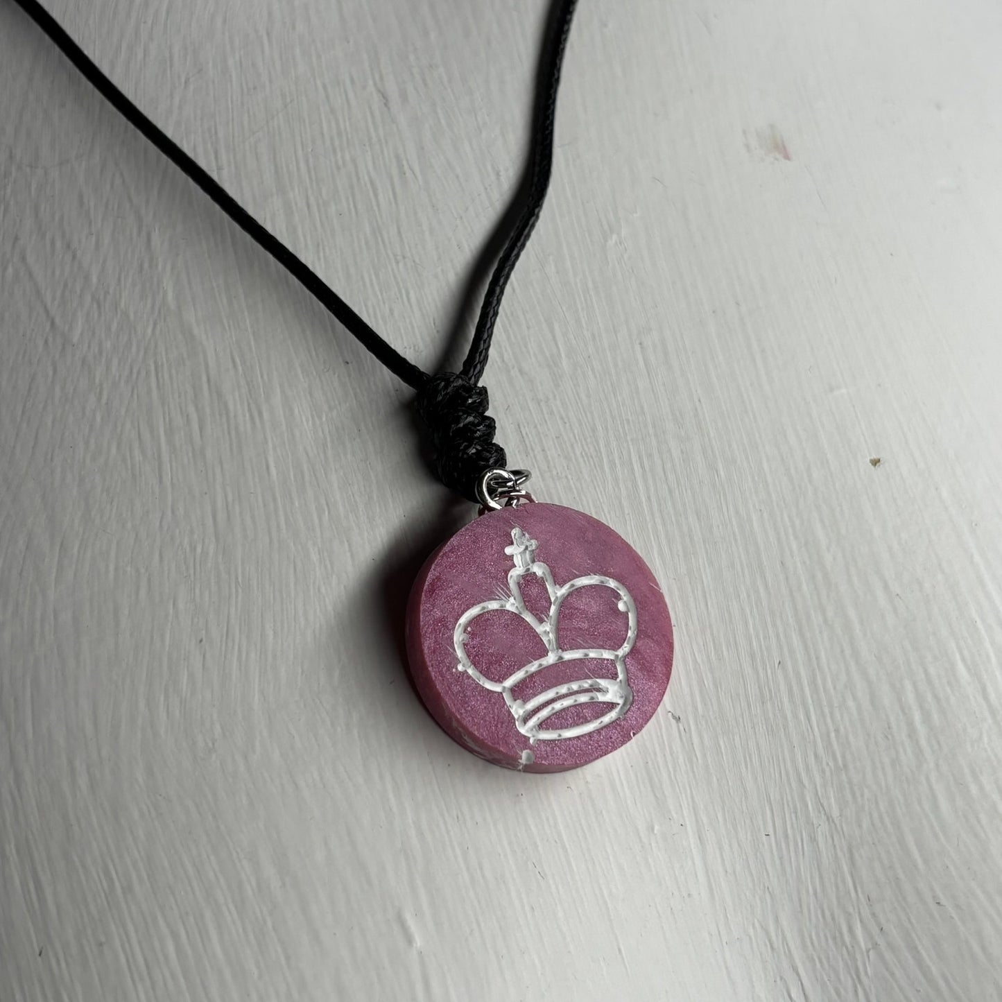 Brush Pink King - Handmade Resin Chess Necklace