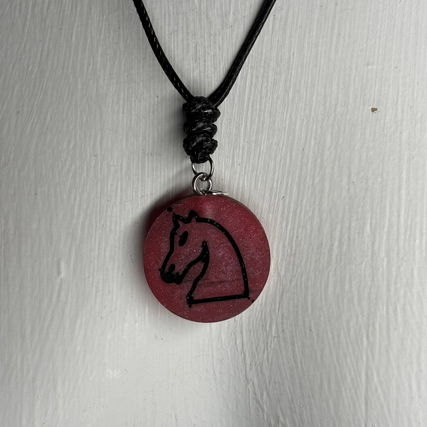 Red Knight - Handmade Resin Chess Necklace