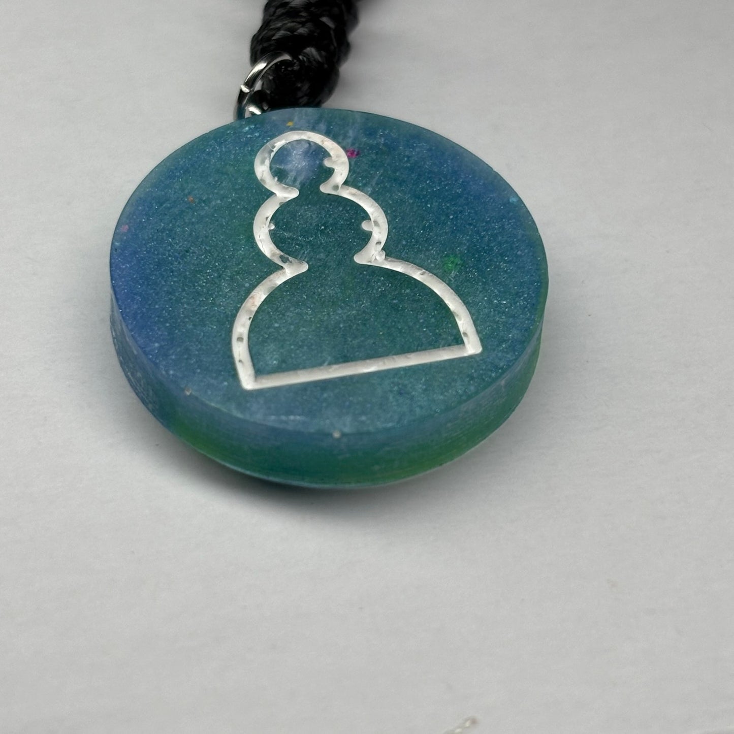 Blue & Green Pawn - Handmade Resin Chess Necklace