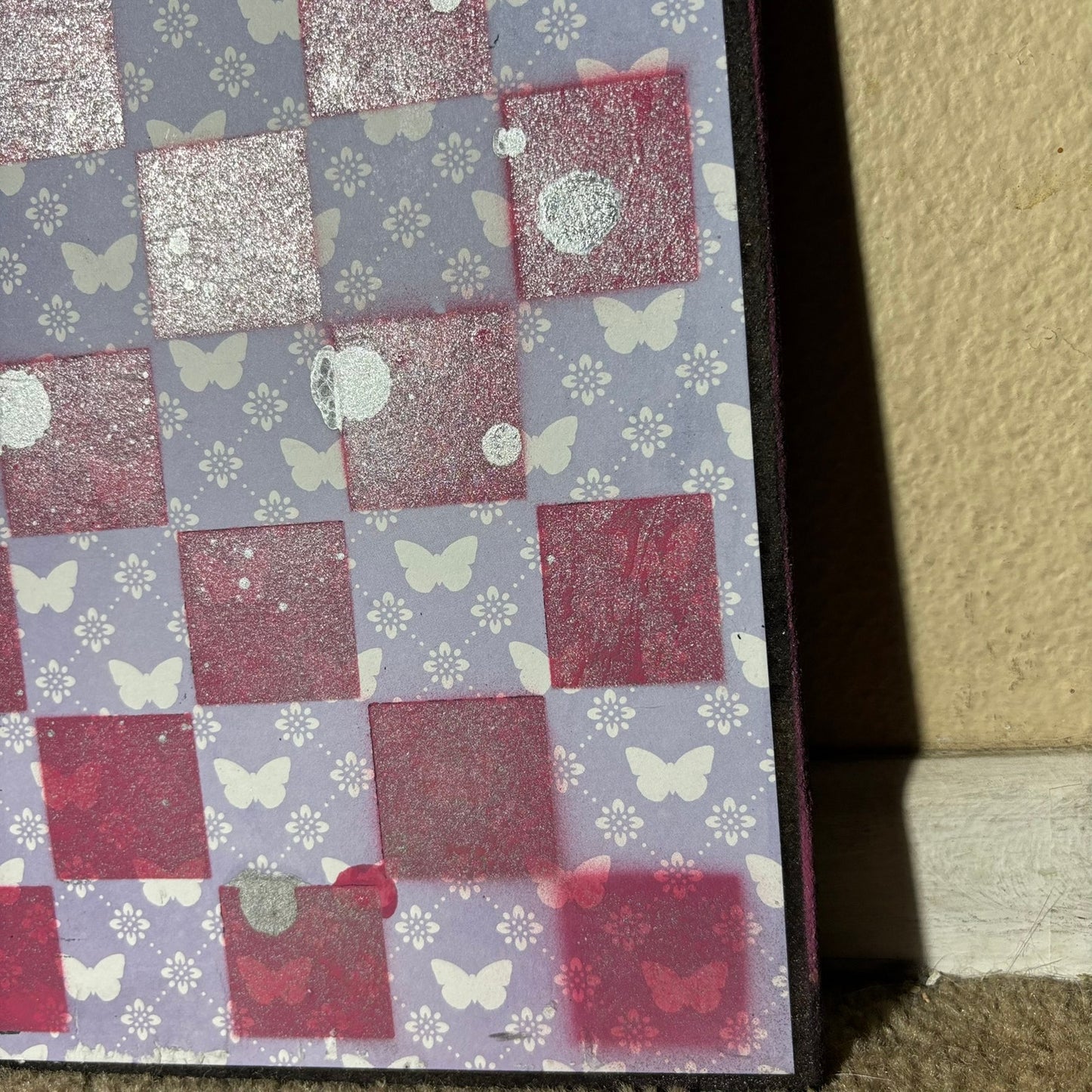 Purple Butterfly - Scrapbook Chess Board