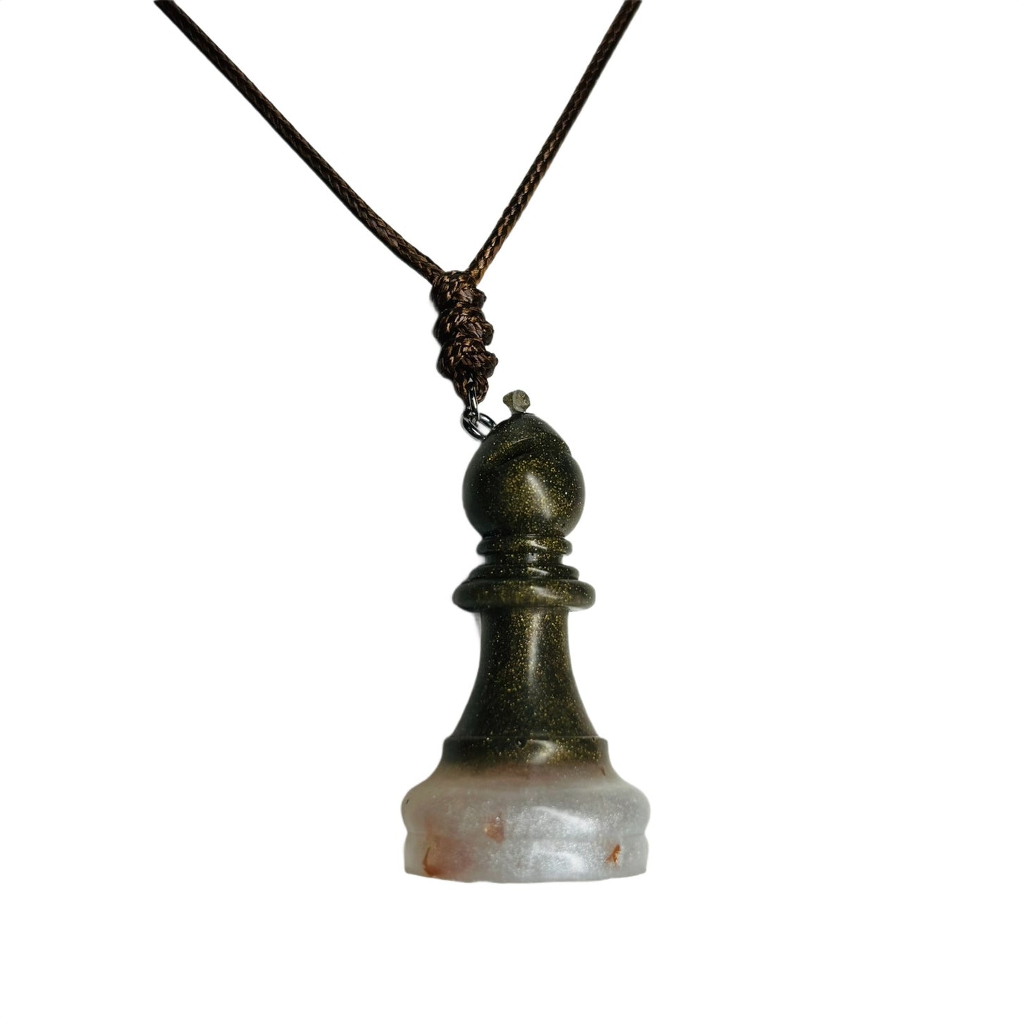 Vintage Green Bishop - Handmade Resin Chess Necklace