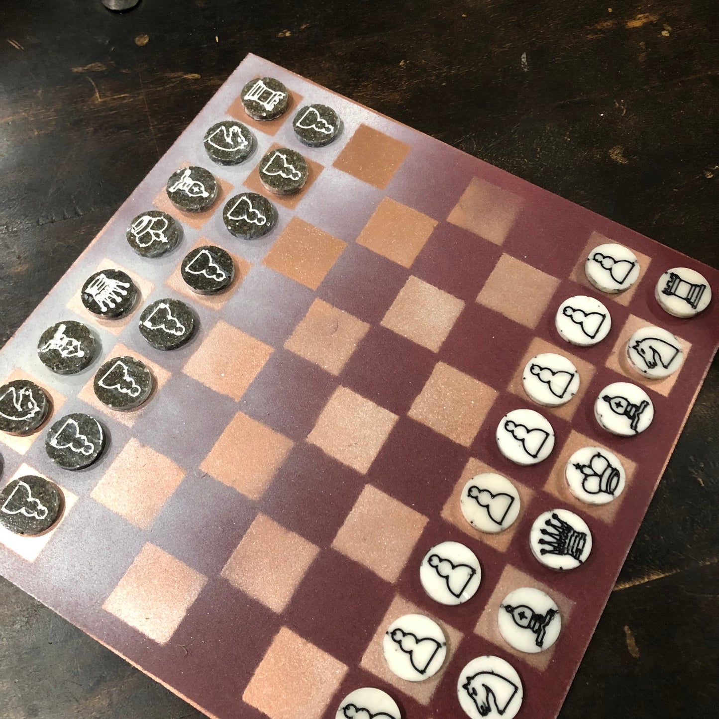 Burgundy Bronze - Painted Chess Set