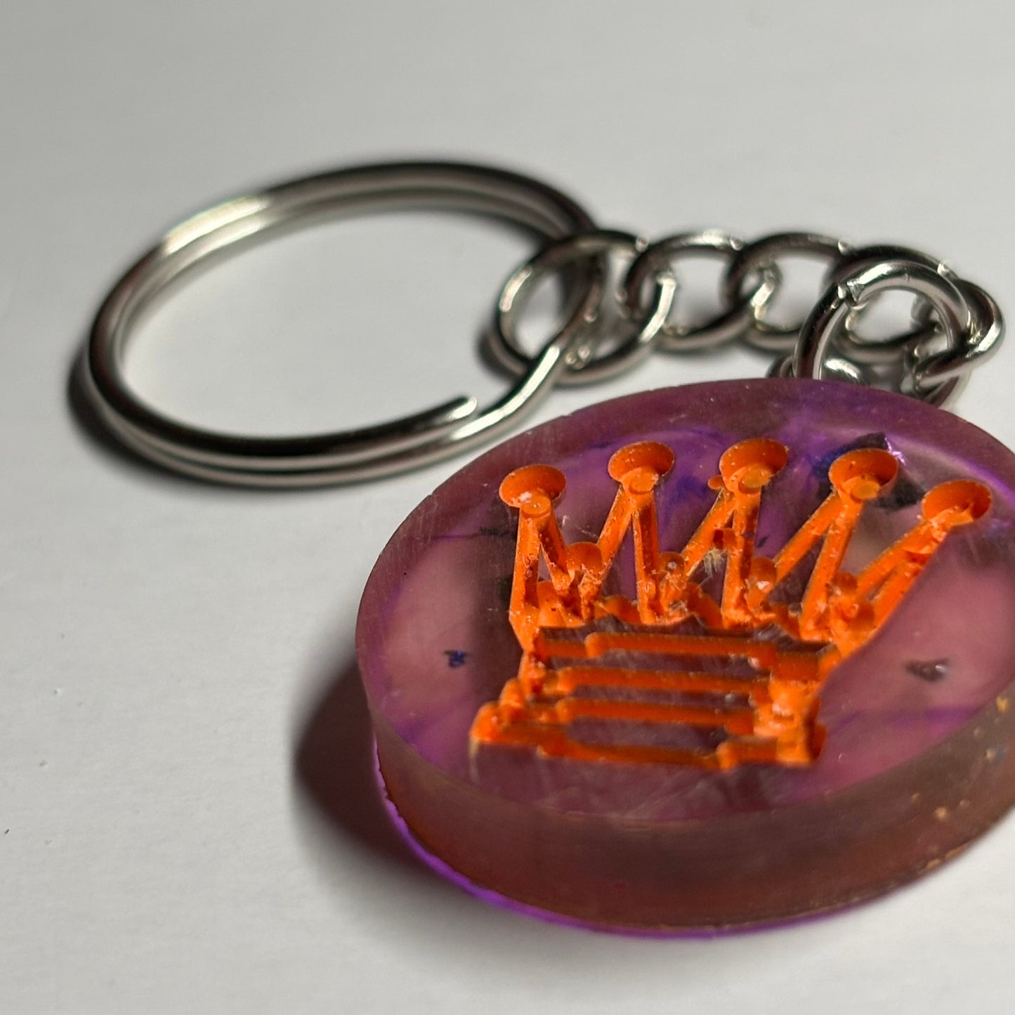 Orange Purple Translucent Handmade Resin Keychain - Flat Edition