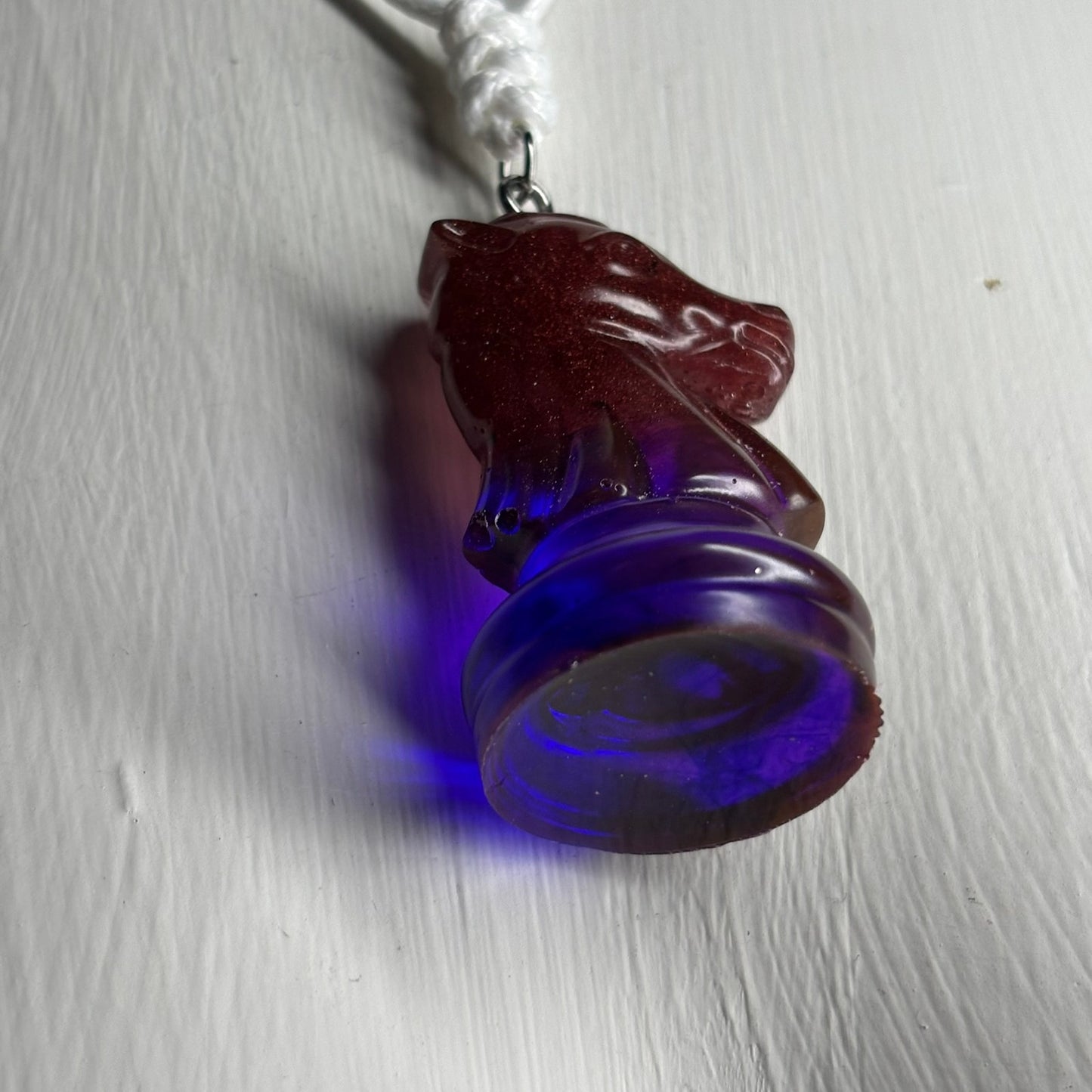 Translucent Purple Knight - Handmade Resin Chess Necklace