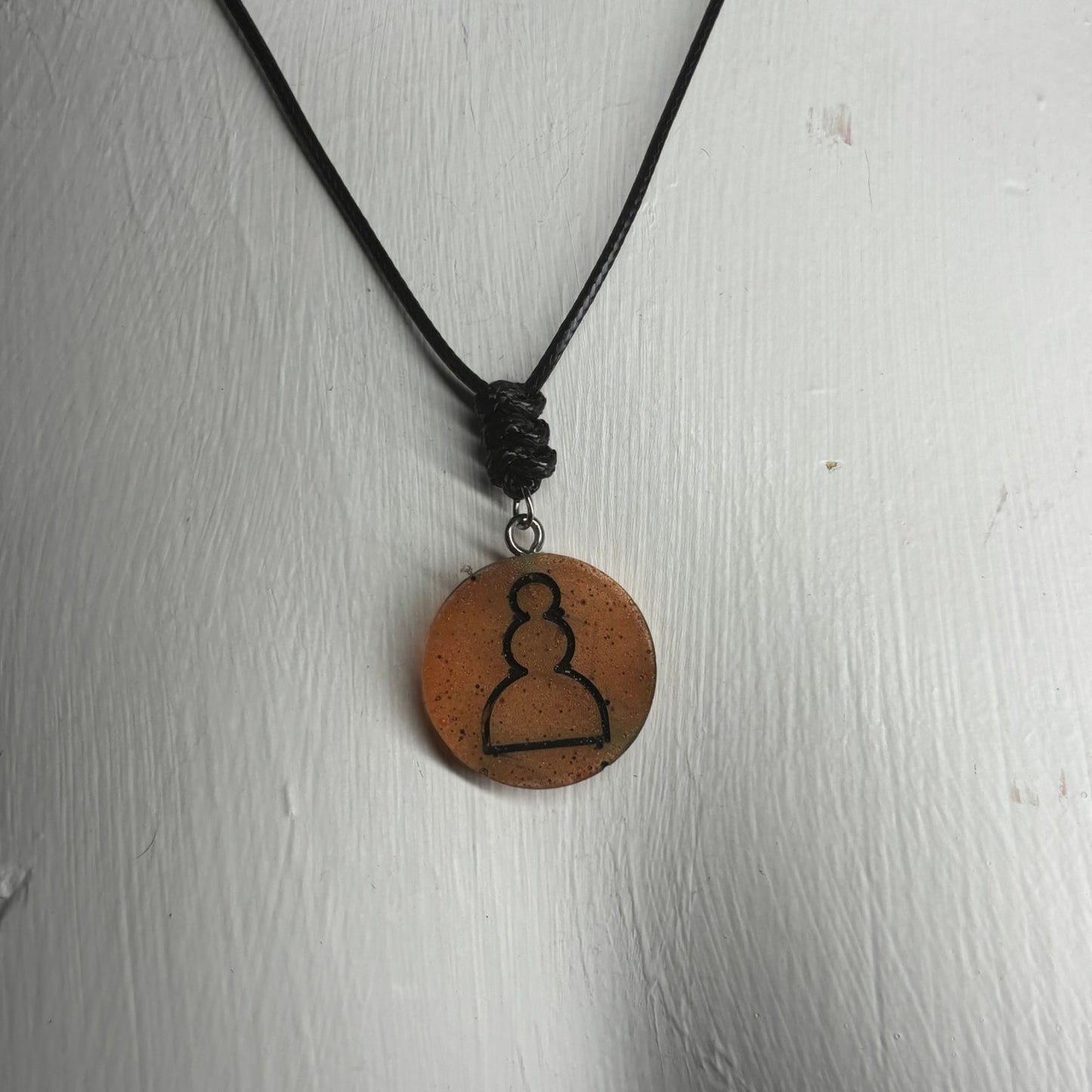 Dark Orange Pawn - Handmade Resin Chess Necklace