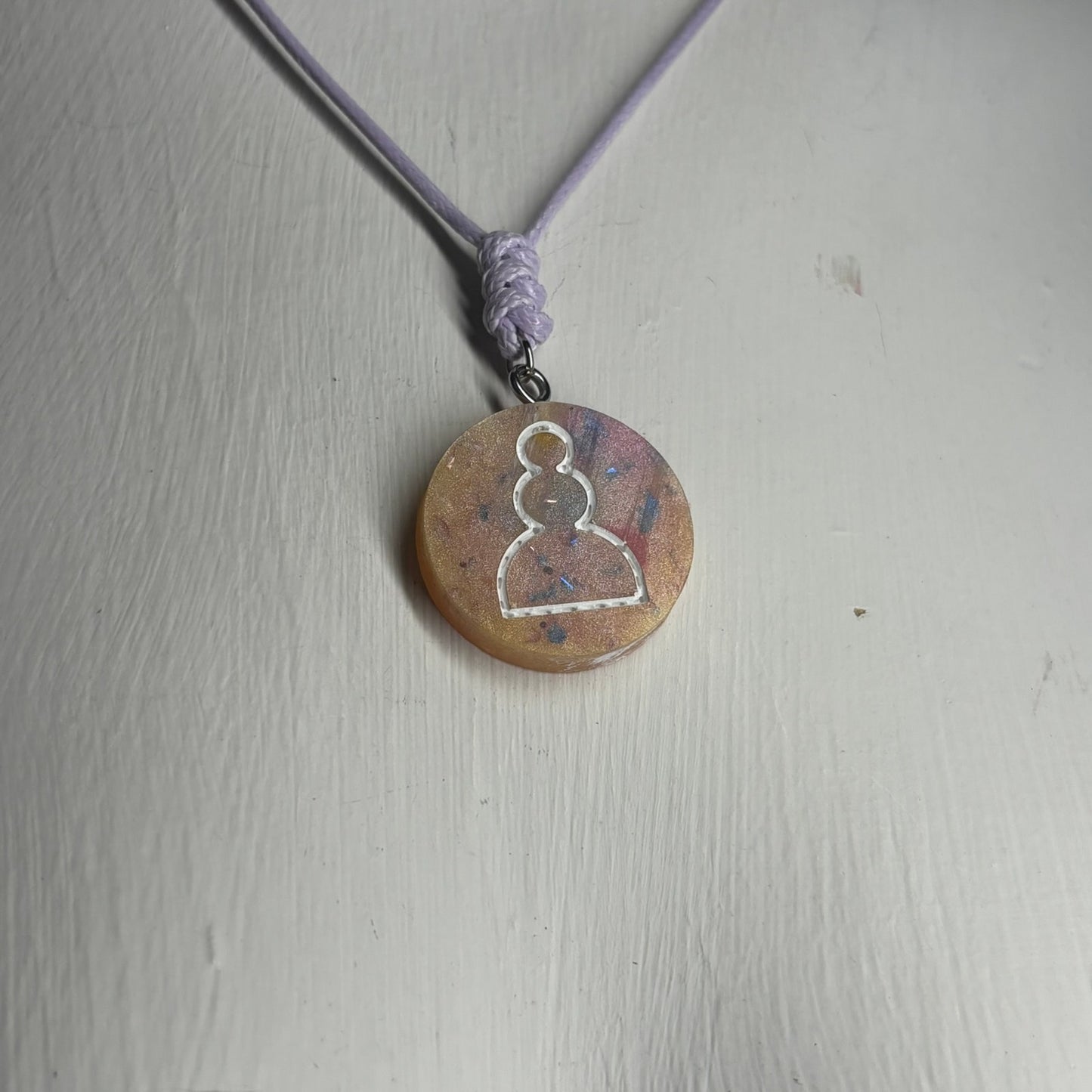 Sunset Yellow Pawn - Handmade Resin Chess Necklace