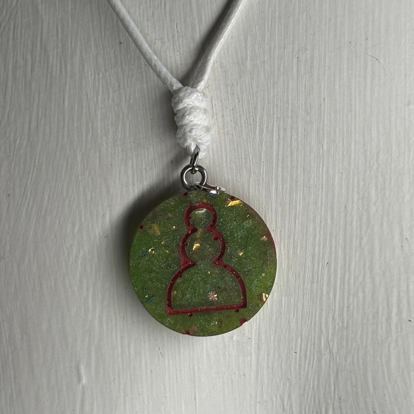 Vintage Green Pawn - Handmade Resin Chess Necklace
