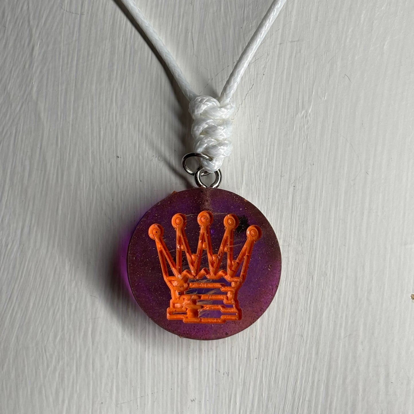 Purple Rein Queen - Handmade Resin Chess Necklace