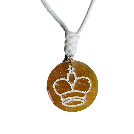 Yellow Sunset King - Handmade Resin Chess Necklace