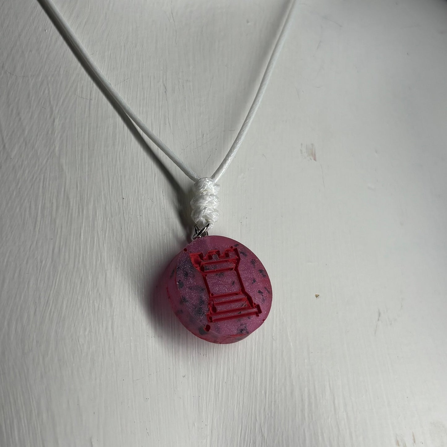 Purple Print Rook - Handmade Resin Chess Necklace