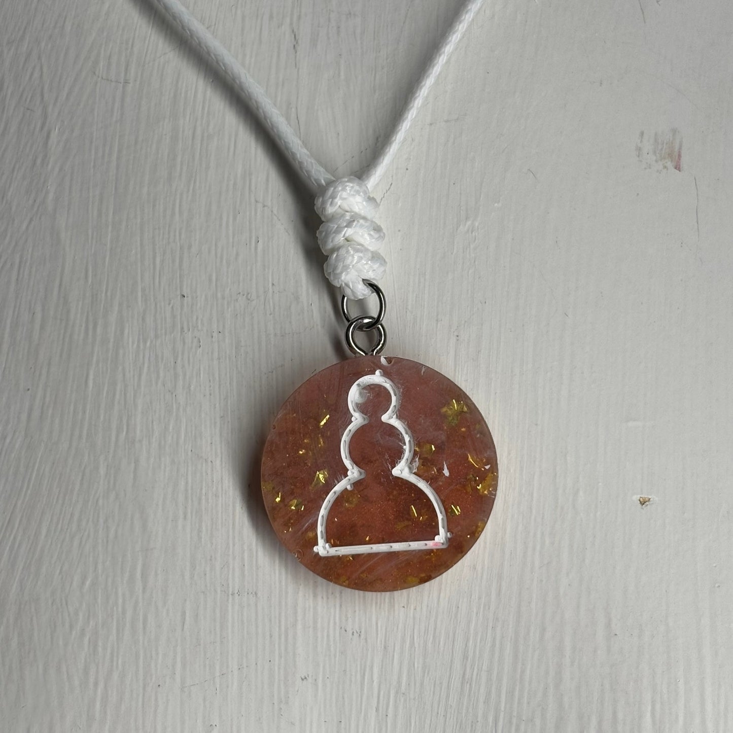 Amber Pawn - Handmade Resin Chess Necklace