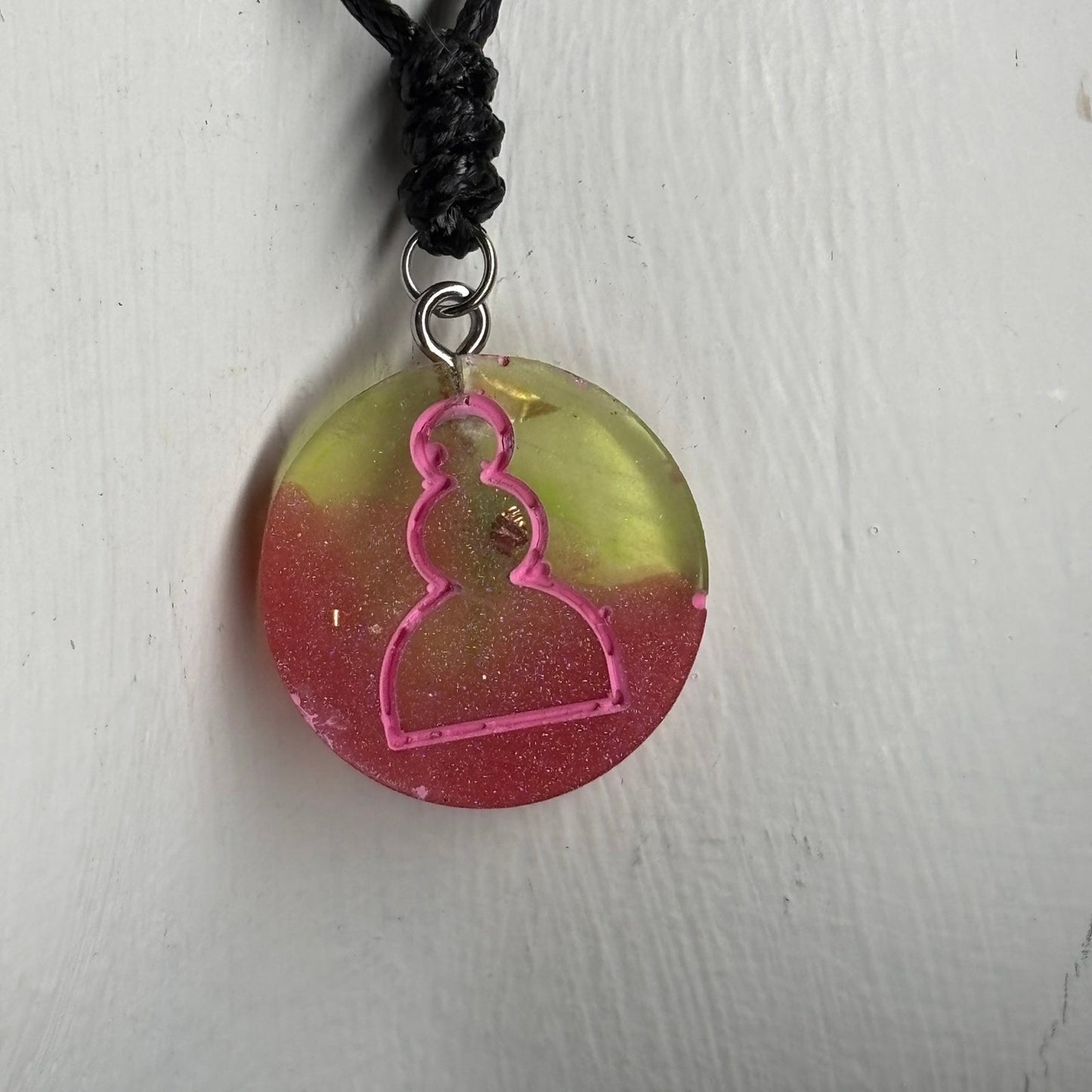 Swirl Pink Pawn - Handmade Resin Chess Necklace