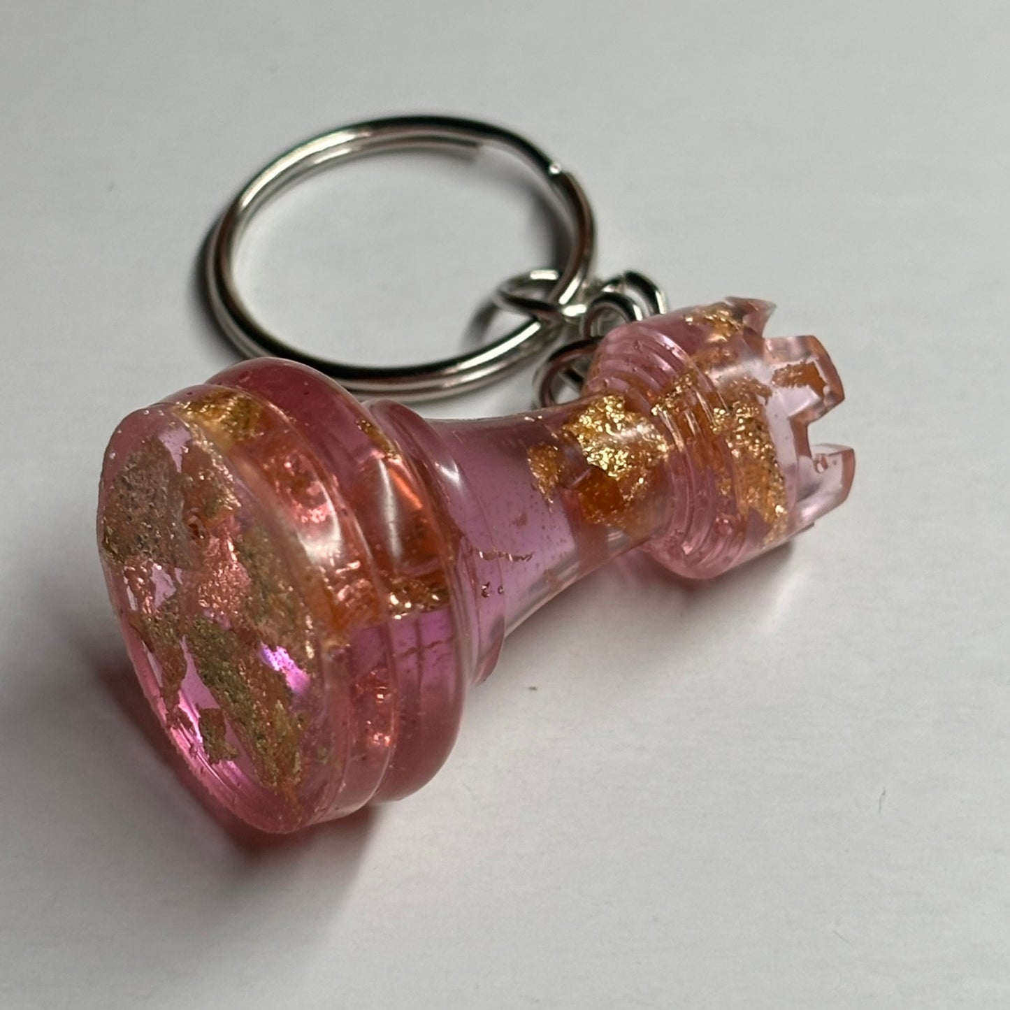 Pink Crystal Rook - Handmade Resin Keychain