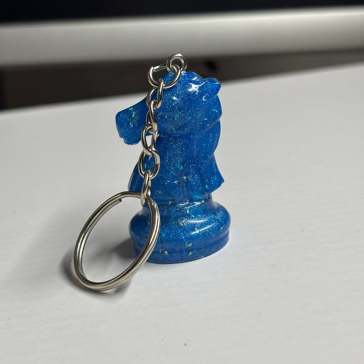 Shiny Blue Knight - Handmade Resin Keychain