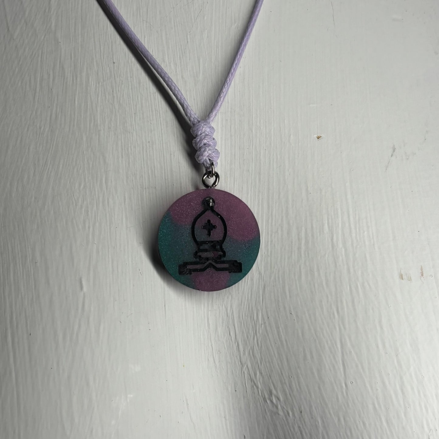 Purple Swindle Bishop - Handmade Resin Chess Necklace