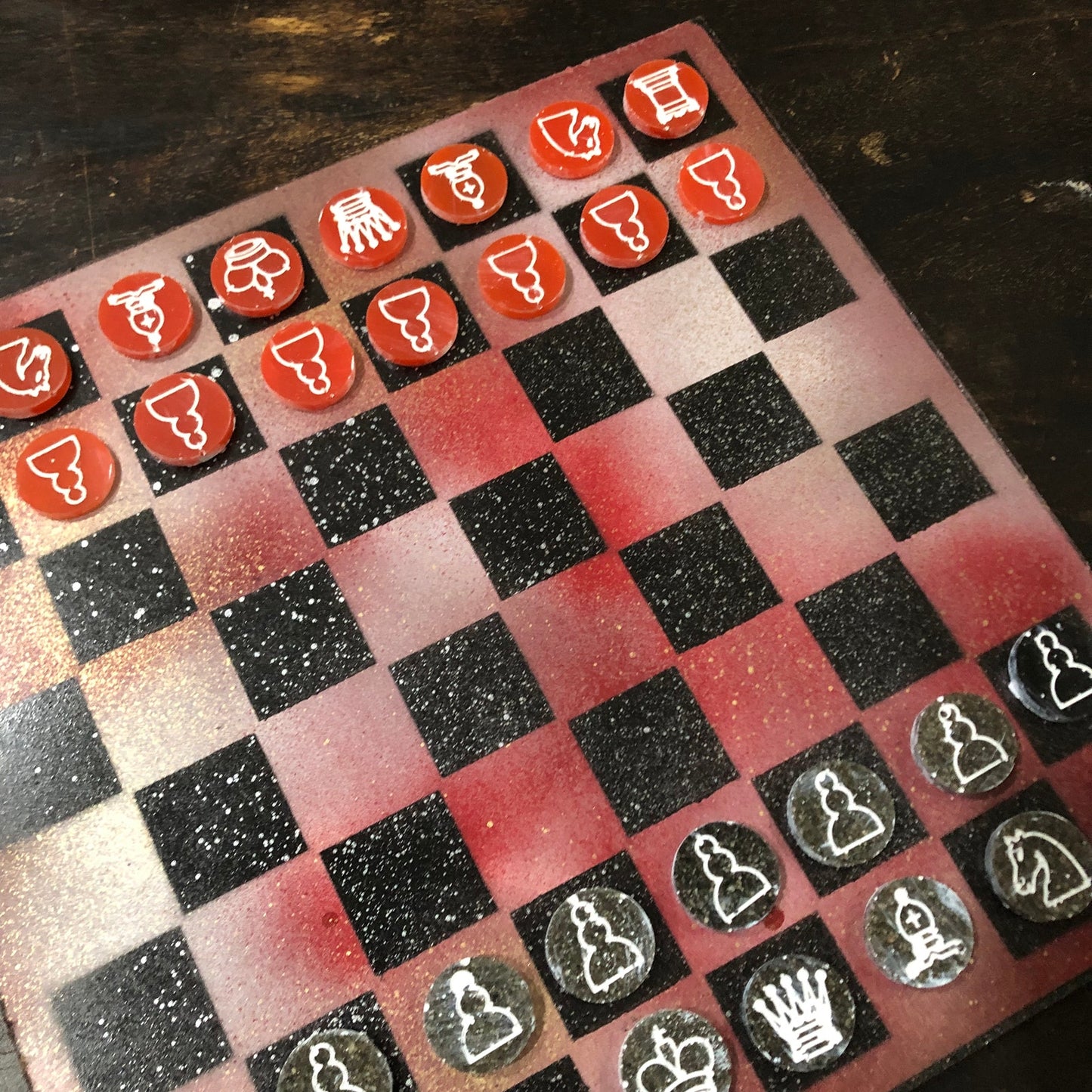 Hue Red - Painted Chess Set