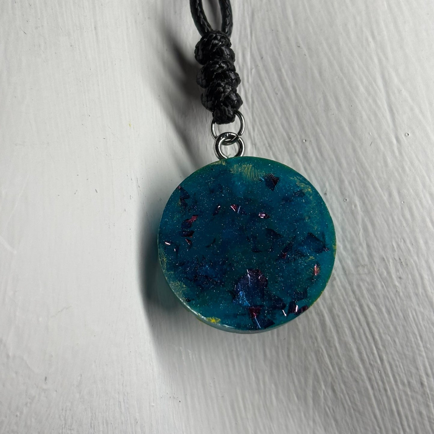 Dark Aqua Blue Bishop - Handmade Resin Chess Necklace