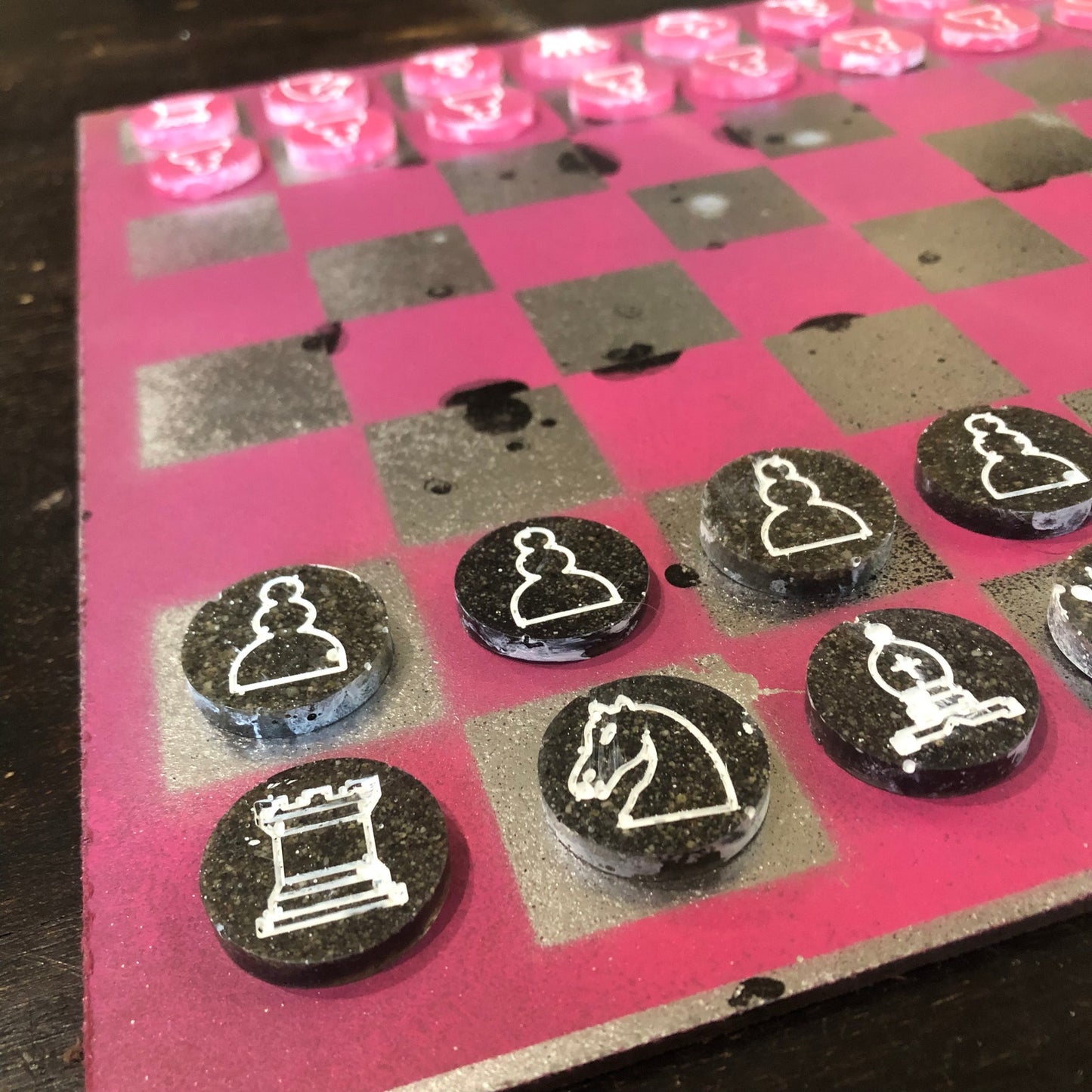 Chrome Fade Pink - Painted Chess Set