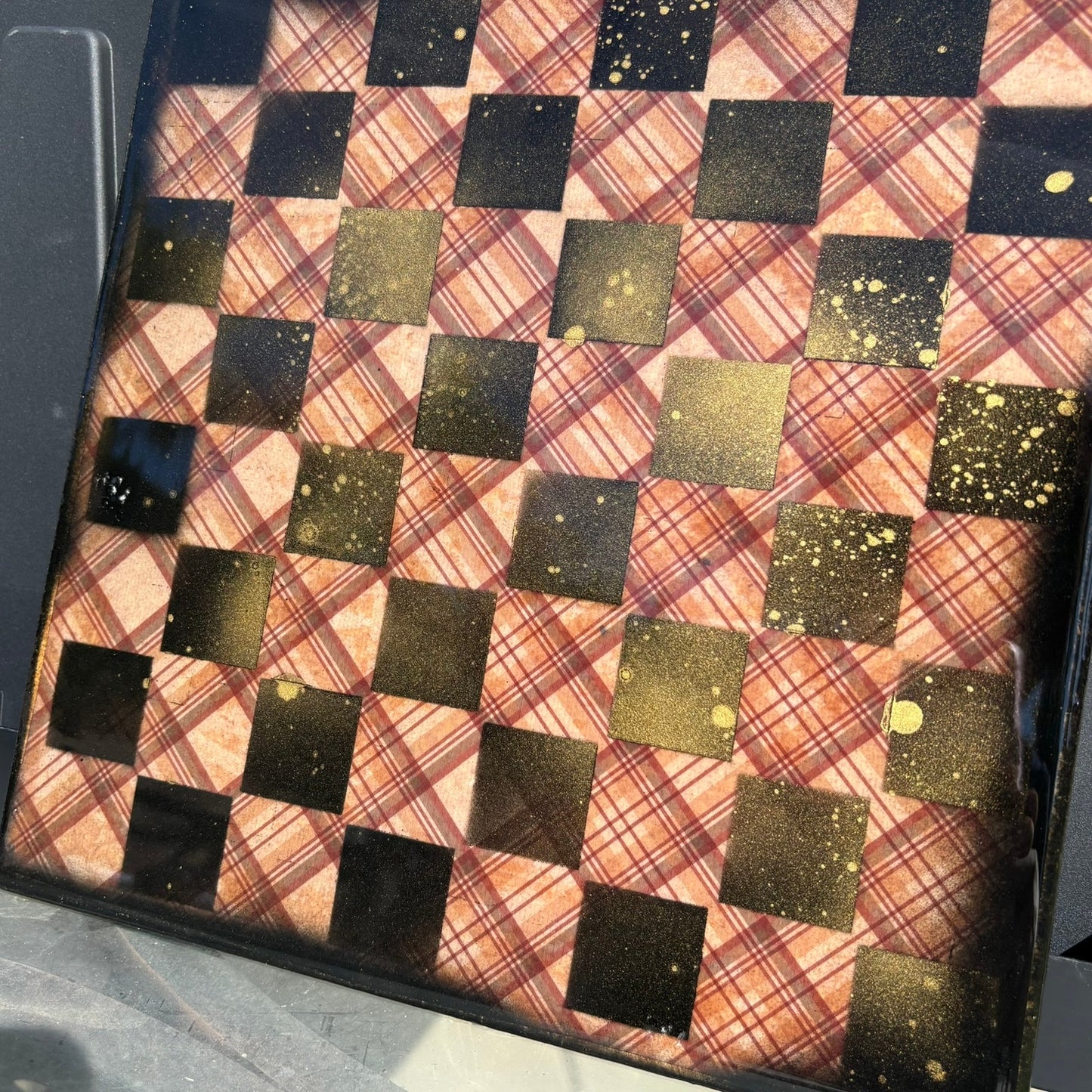 Vintage Golden Brown - Resin Coated Chess Board