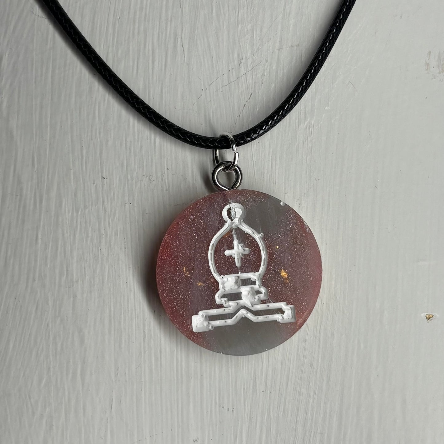 Magical Pink Bishop - Handmade Resin Chess Necklace