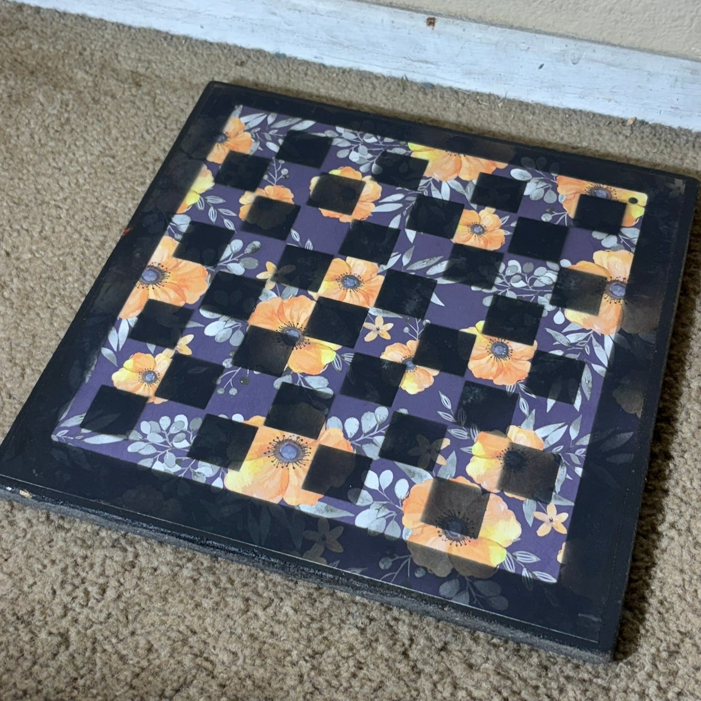 Vintage Blossom Flowers - Scrapbook Chess Board