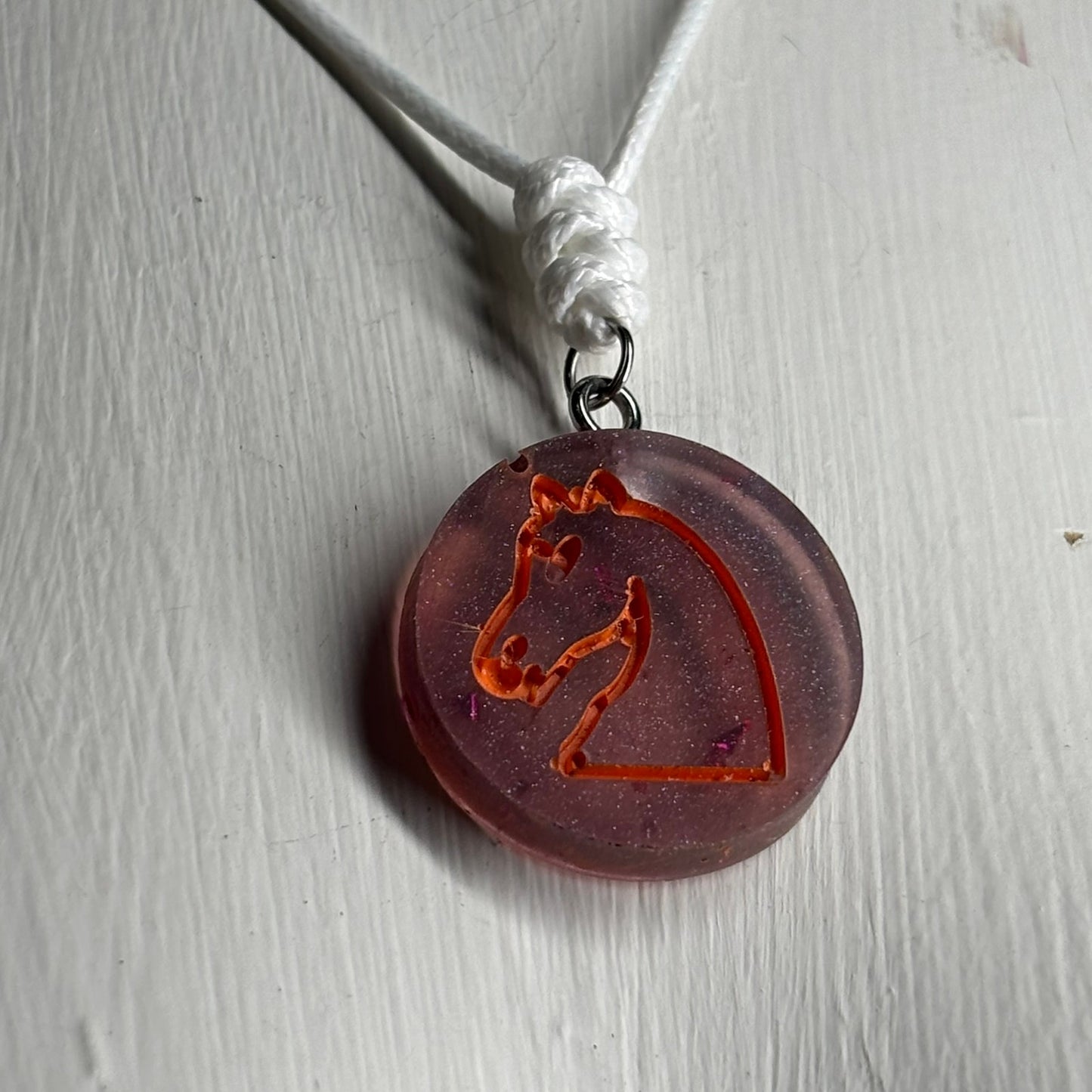 Fire Orange Knight - Handmade Resin Chess Necklace