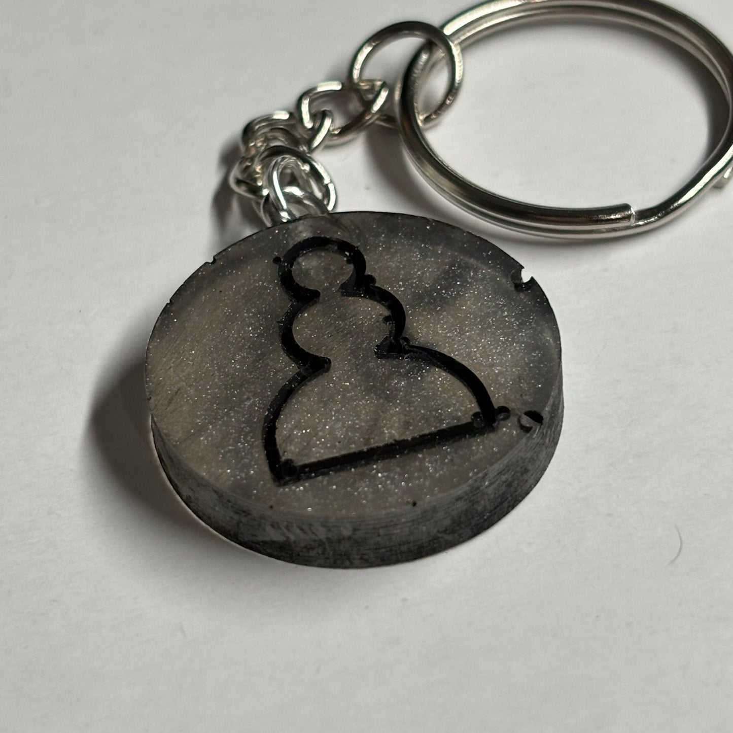 Transparent Gray Pawn - Handmade Resin Keychain