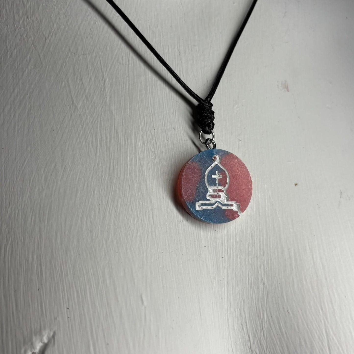 Mixed Colored Bishop - Handmade Resin Chess Necklace