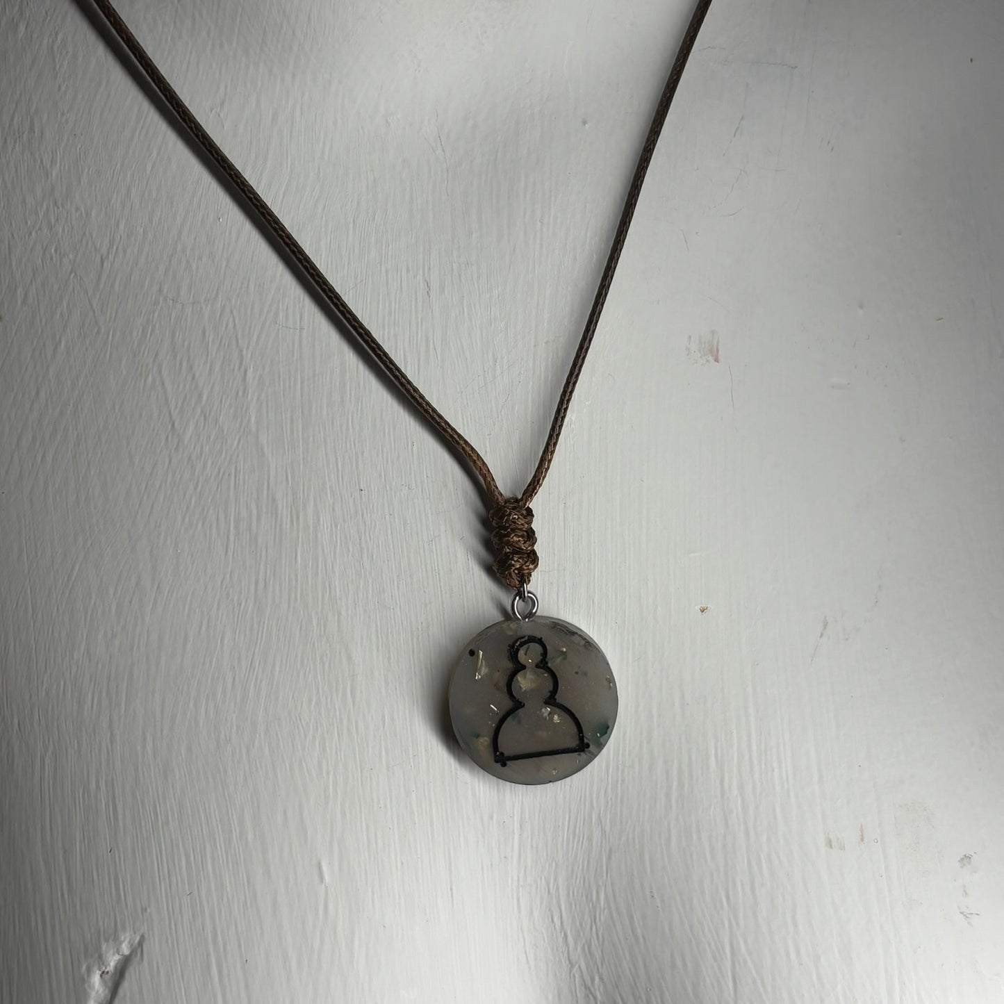 Brown Crystal Pawn - Handmade Resin Chess Necklace