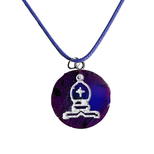 Midnight Purple Bishop - Handmade Resin Chess Necklace