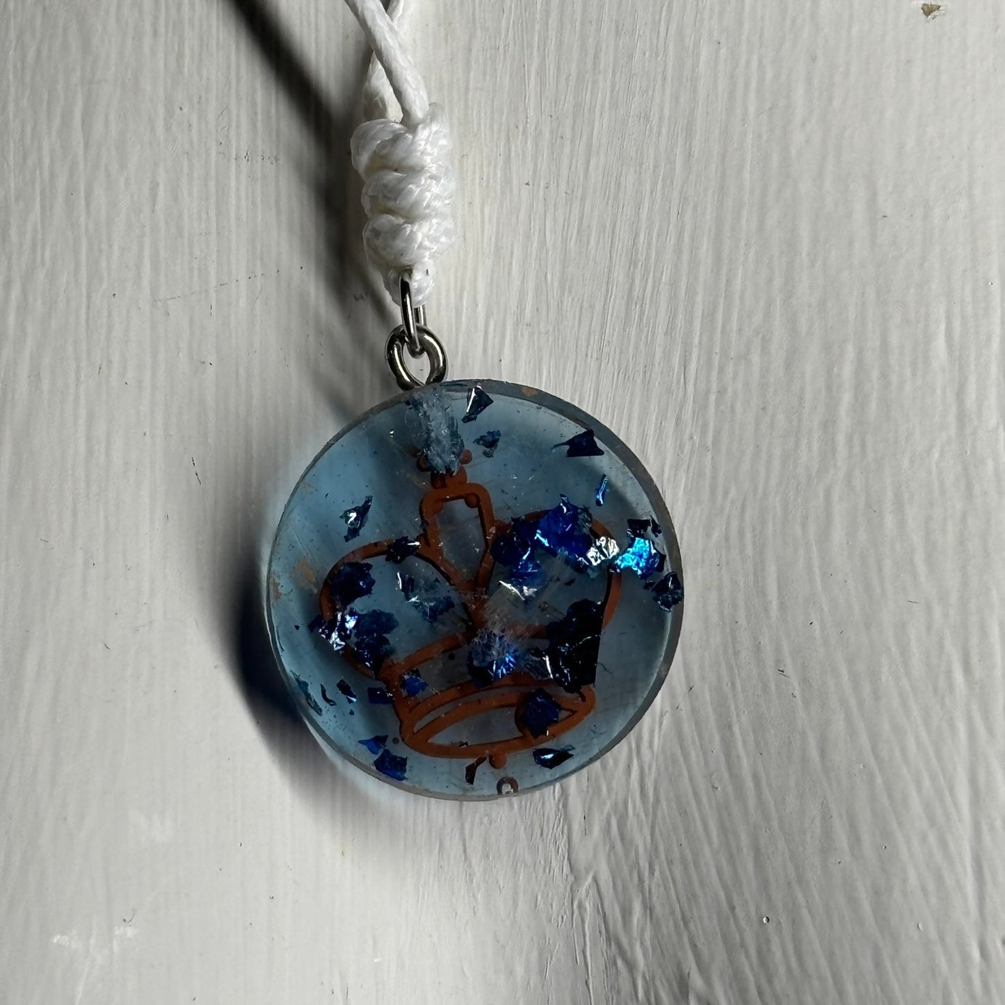 Royal Blue King - Handmade Resin Chess Necklace